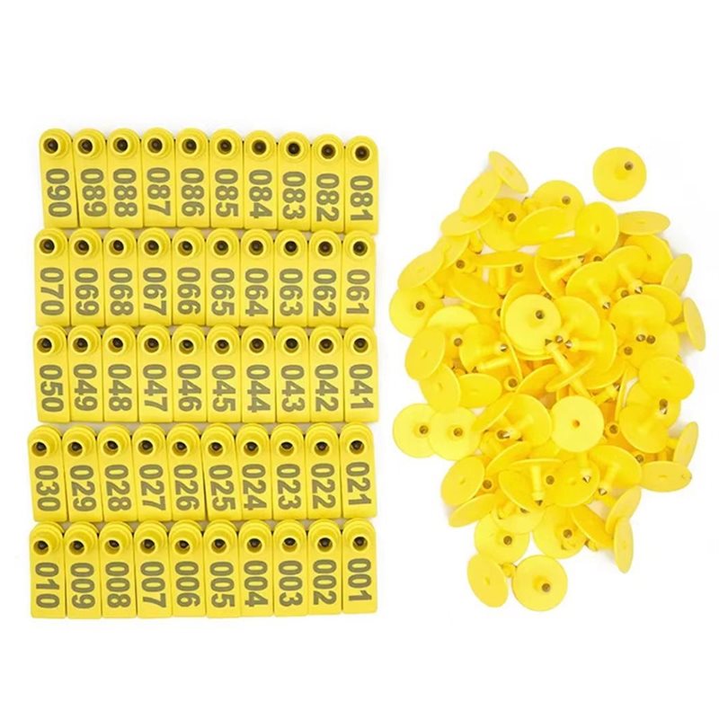 Livestock Ear Tag - AB41-ป้ายห้อยหูแกะหมายเลข 001 ถึง 100, ป้ายหมายเลข, ไม่ต้องใช้คีมสำหรับการระบุสัตว์เลี้ยง