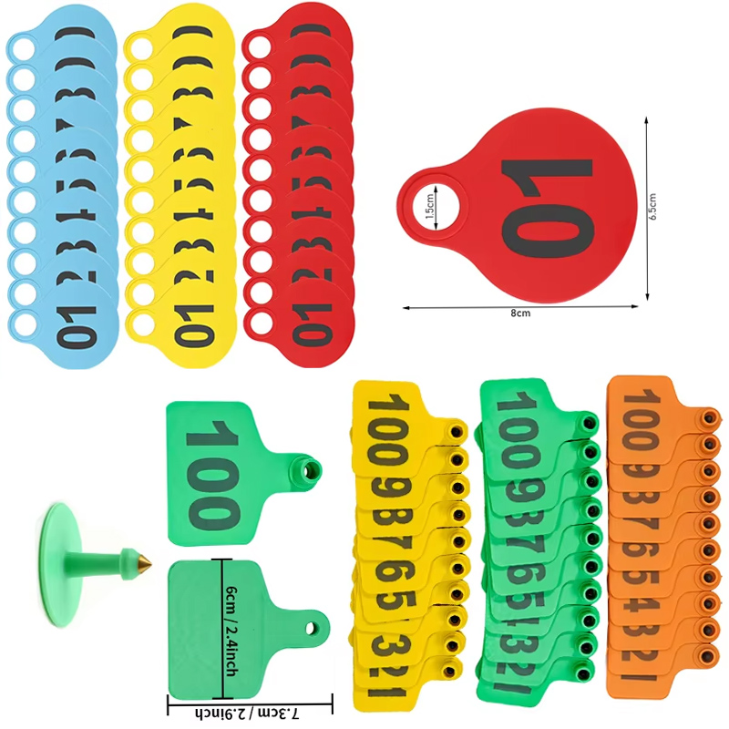 Livestock Ear Tag - ป้ายห้อยหูวัว TPU 001-100 / ป้ายหูสัตว์ปศุสัตว์แบบเข็มทองแดง บัตรระบุตัวตนสัตว์เลี้ยงในฟาร์ม