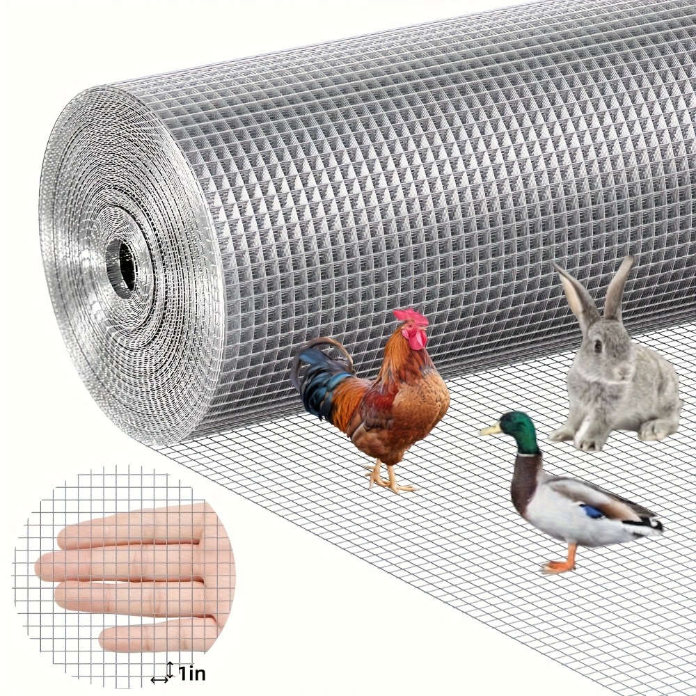 Rabbit Cage Wire - ม้วนลวดตาข่ายเชื่อมชุบสังกะสีแบบหนาพิเศษ เหมาะสำหรับใช้กับกรงไก่ กรงนก สวน กระต่าย และการใช้งานกลางแจ้ง